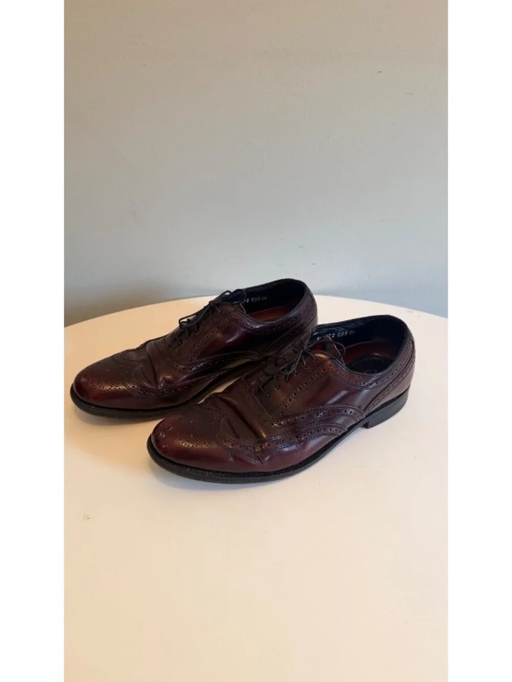 Florsheim Mens Burgundy Leather Wingtip Oxford Dress Shoes Size 9D Made In USA